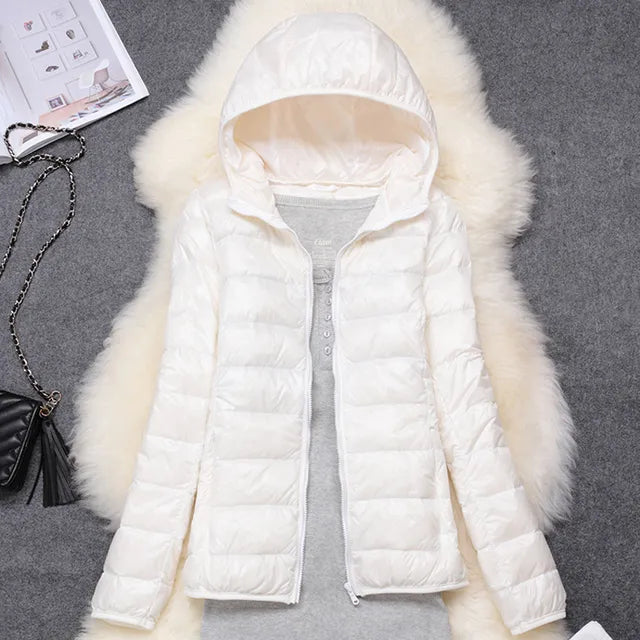 Manteau Duvet Léger et Compact avec Capuche Polaire