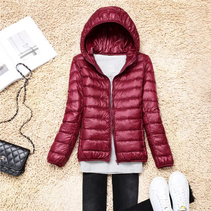 Manteau Duvet Léger et Compact avec Capuche Polaire