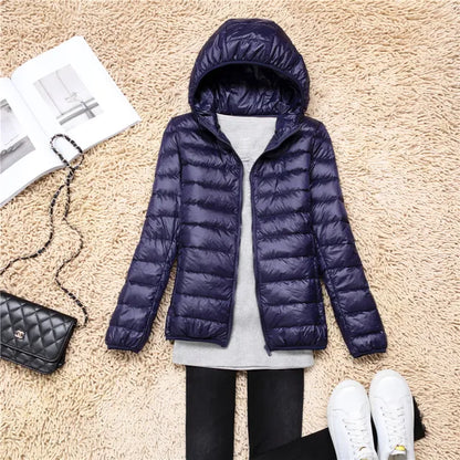 Manteau Duvet Léger et Compact avec Capuche Polaire
