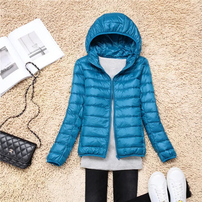 Manteau Duvet Léger et Compact avec Capuche Polaire