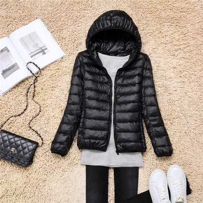 Manteau Duvet Léger et Compact avec Capuche Polaire