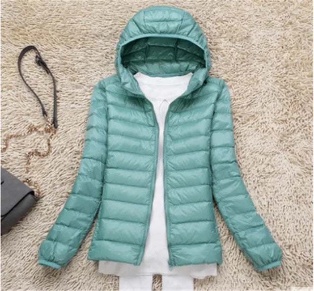 Manteau Duvet Léger et Compact avec Capuche Polaire