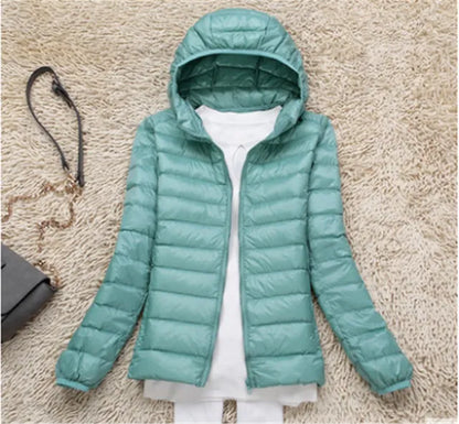 Manteau Duvet Léger et Compact avec Capuche Polaire