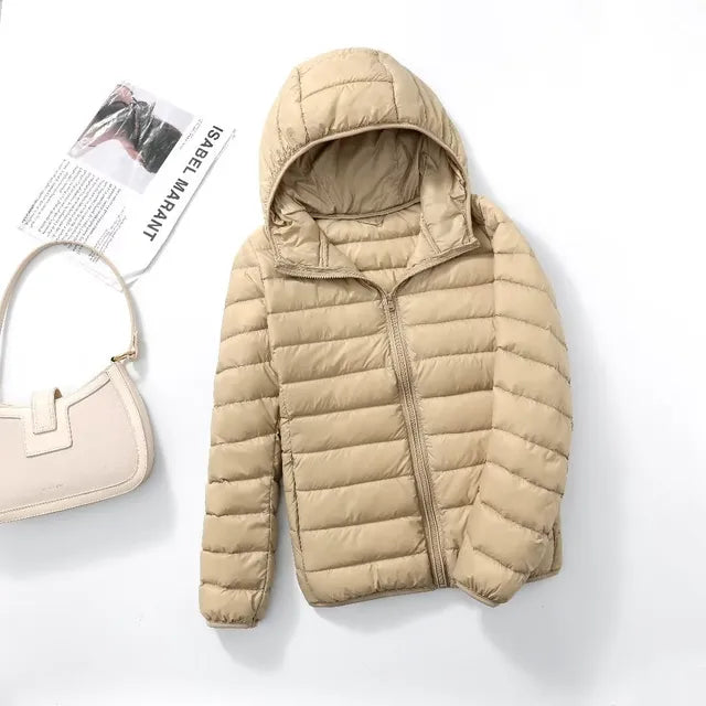 Manteau Duvet Léger et Compact avec Capuche Polaire