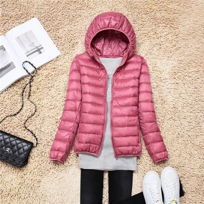 Manteau Duvet Léger et Compact avec Capuche Polaire