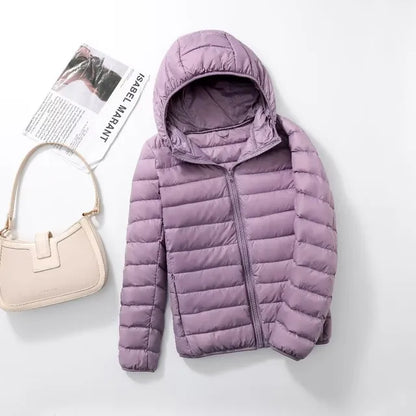 Manteau Duvet Léger et Compact avec Capuche Polaire