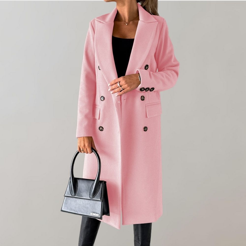 Manteau Élégant Long à Col Boutonné Classique - BlxckFR