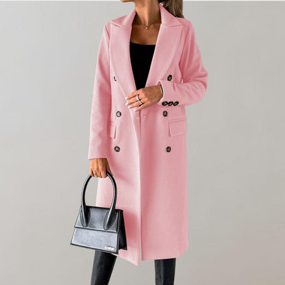 Manteau Élégant Long à Col Boutonné Classique - BlxckFR