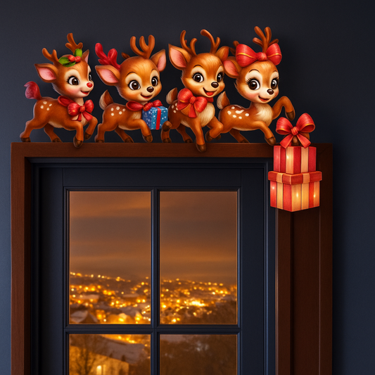 Décoration de Noël Cadre de Porte avec Renne de Père Noël - BlxckFR