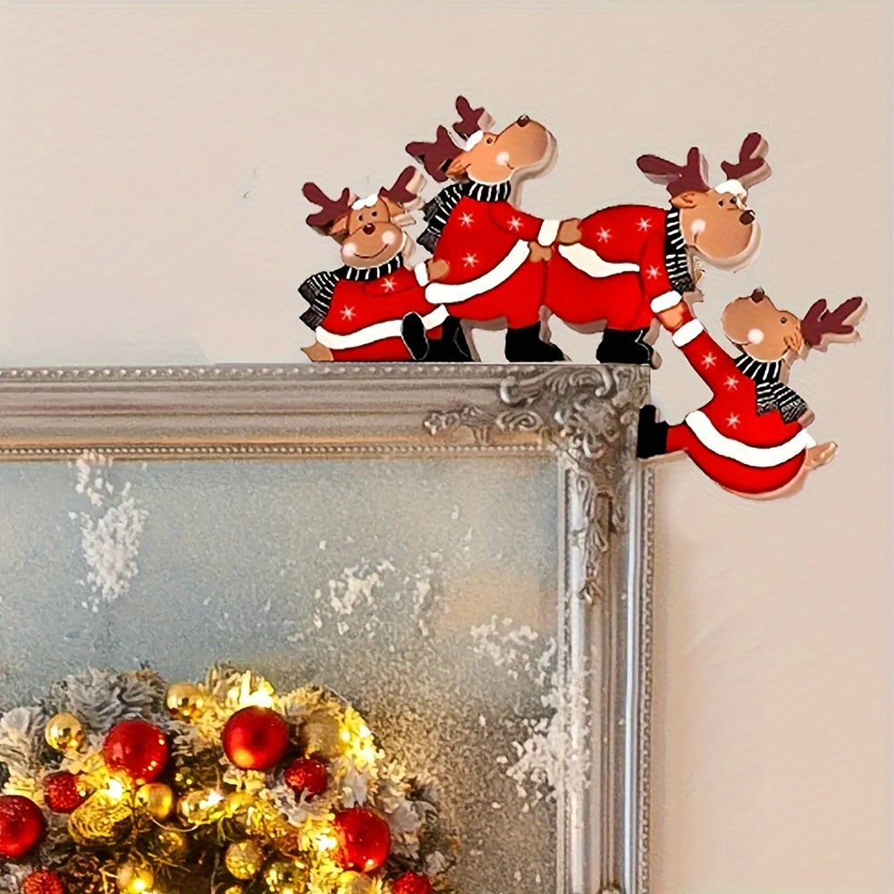 Décoration de Noël Cadre de Porte avec Renne de Père Noël