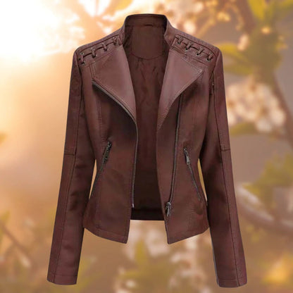Veste cuir féminine Noir Élégante