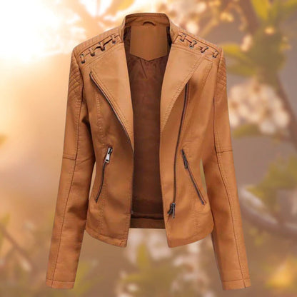 Veste cuir féminine Noir Élégante