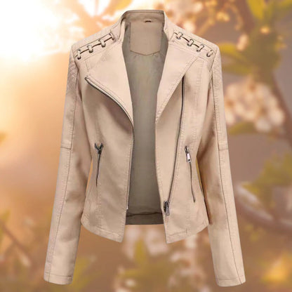 Veste cuir féminine Noir Élégante