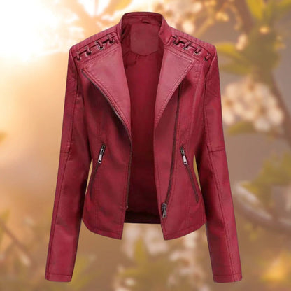 Veste cuir féminine Noir Élégante