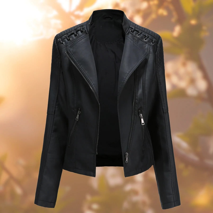 Veste cuir féminine Noir Élégante - BlxckFR
