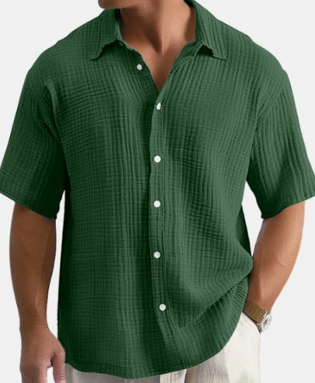 Gavin | Elevated Casual Olive Waffle Shirt - Foivo