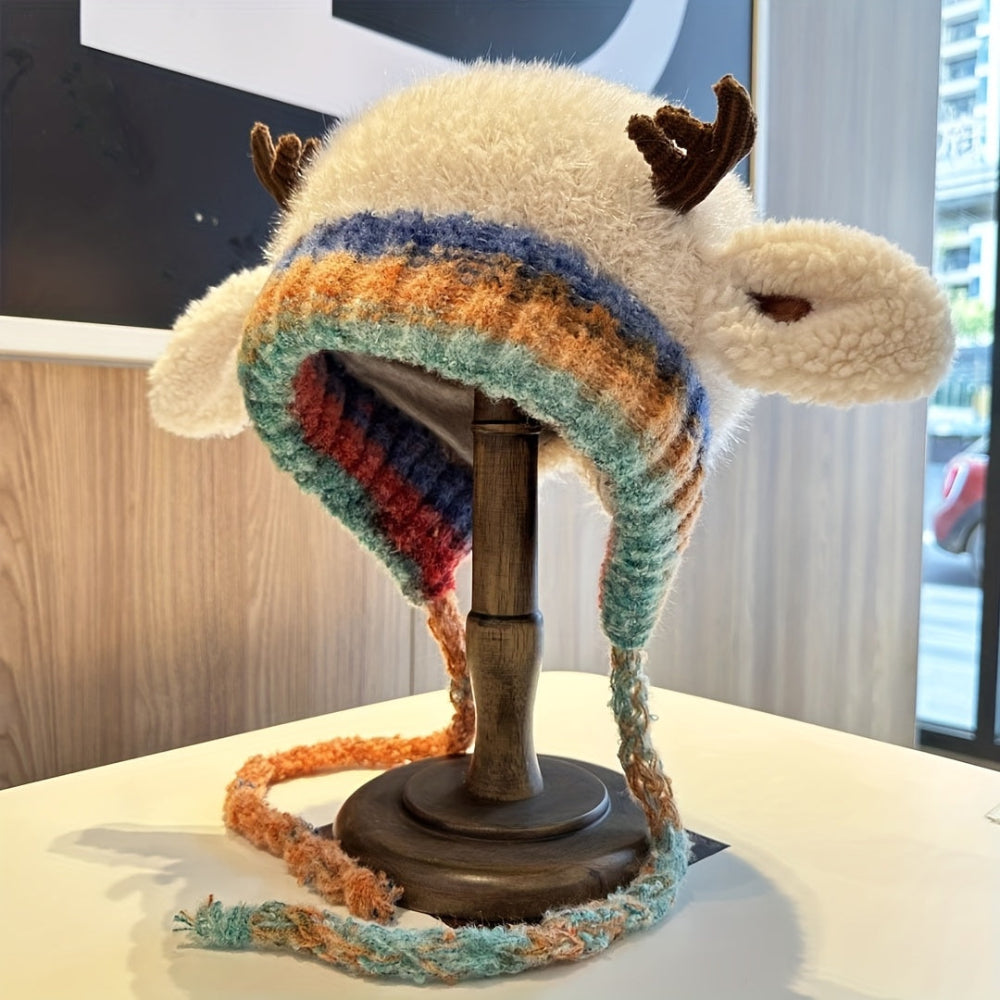 Bonnet Femme Hiver Mignon avec Bois de Cerf - BlxckFR