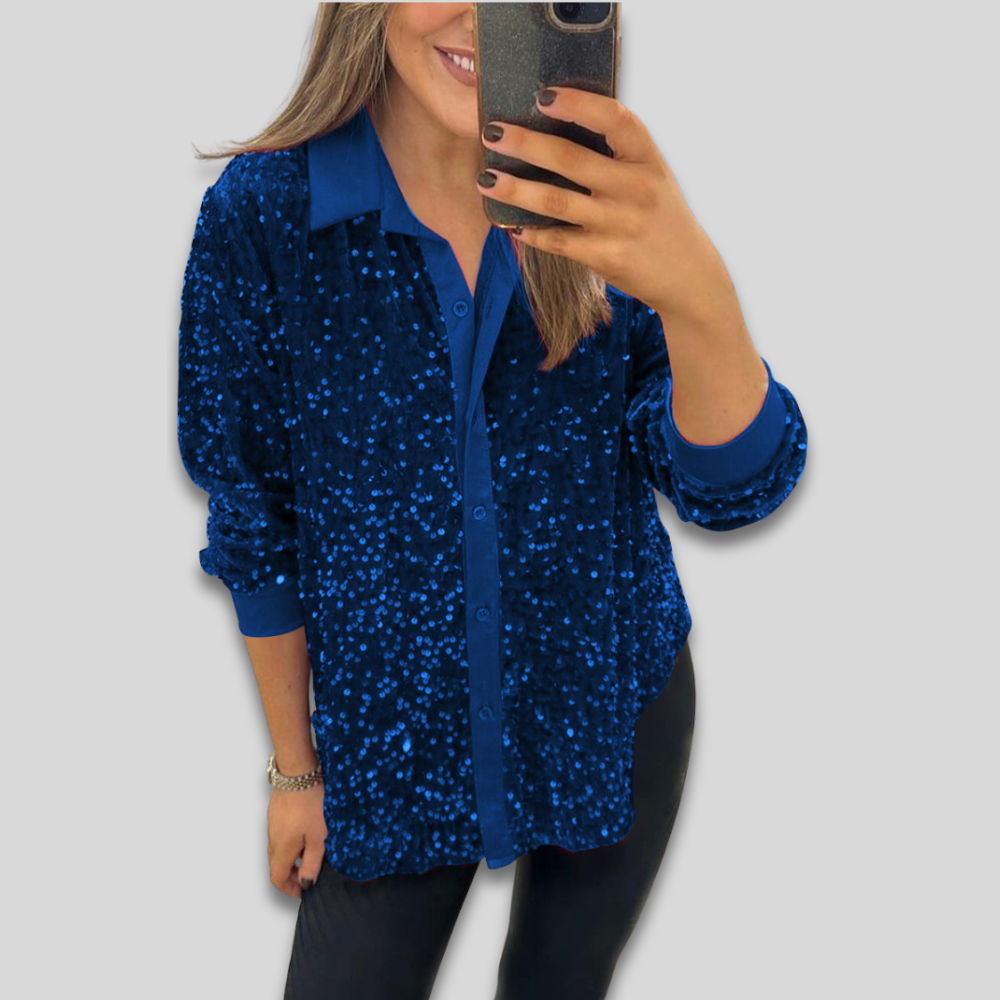 Blouse de Fête Élégante à Paillettes - Tenue de Soirée Glamour