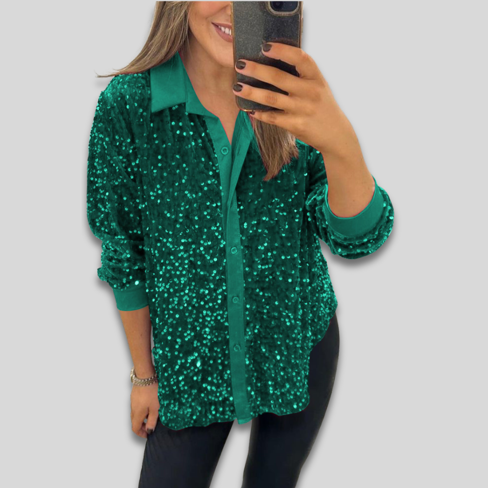 Blouse de Fête Élégante à Paillettes - Tenue de Soirée Glamour