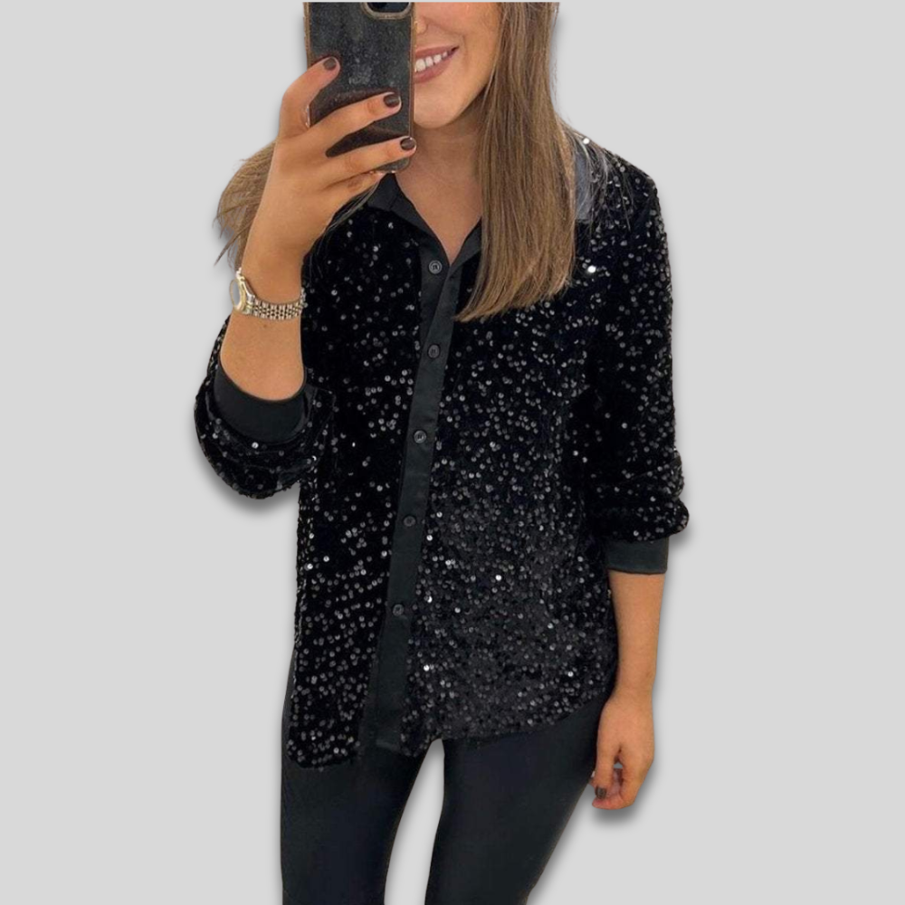 Blouse de Fête Élégante à Paillettes - Tenue de Soirée Glamour
