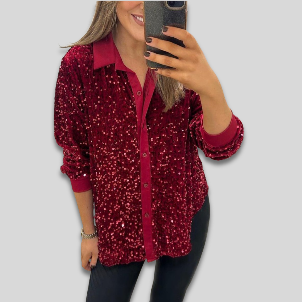 Blouse de Fête Élégante à Paillettes - Tenue de Soirée Glamour - BlxckFR