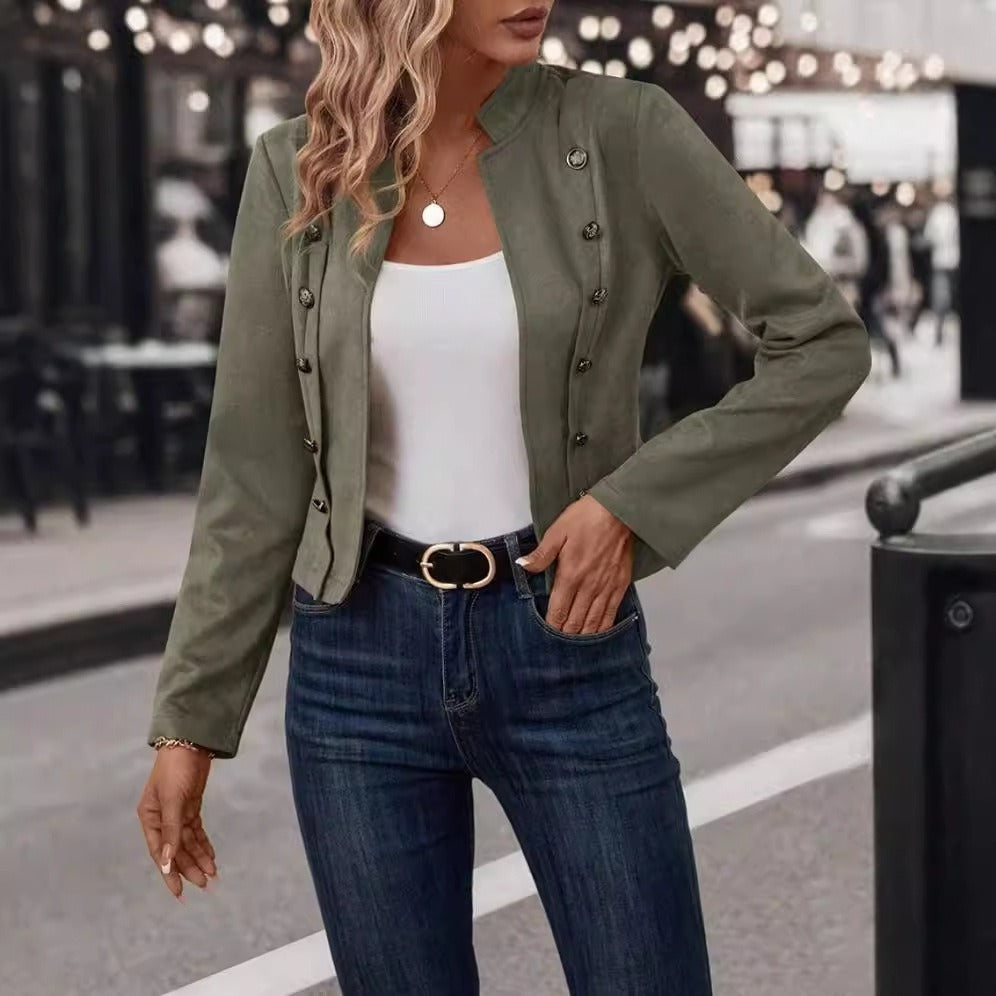 Veste Velours Élégante à Fermeture Double