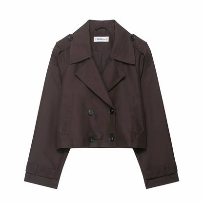 Manteau Court Élégant Femme avec Poches - Trench Hiver Chic