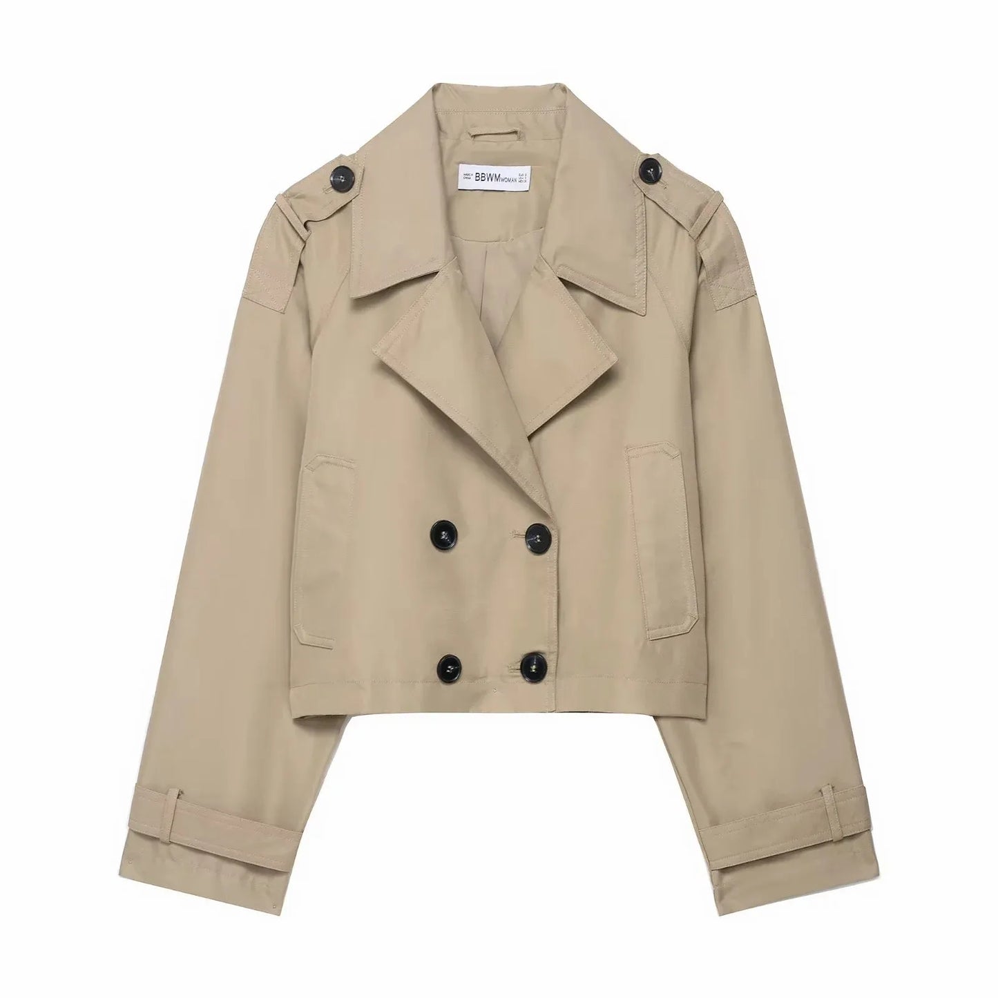 Manteau Court Élégant Femme avec Poches - Trench Hiver Chic
