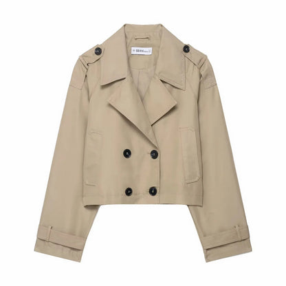 Manteau Court Élégant Femme avec Poches - Trench Hiver Chic