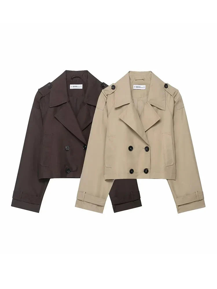 Manteau de Pluie Femme Chic avec Poches et Fermeture Double - Foivo