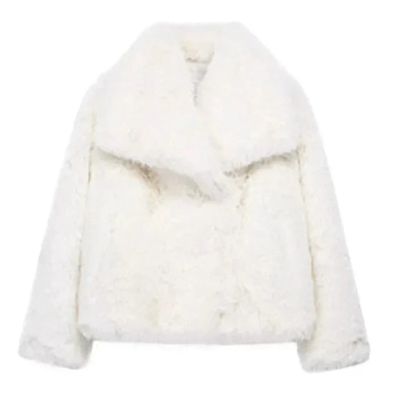 Veste Fausse Fourrure Élégante Hiver Féminine