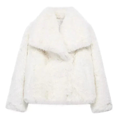 Veste Fausse Fourrure Élégante Hiver Féminine
