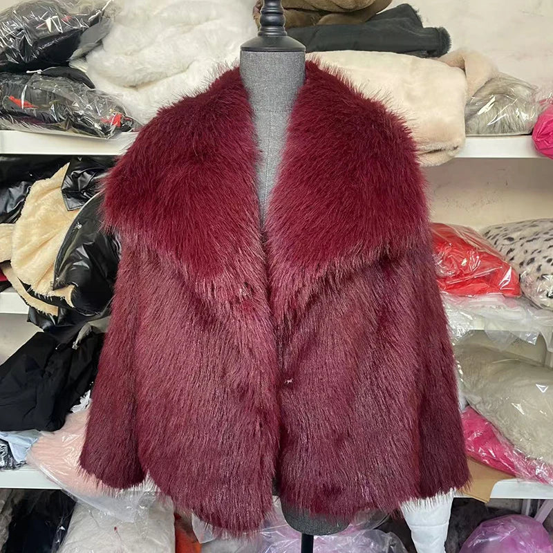 Veste Fausse Fourrure Élégante Hiver Féminine