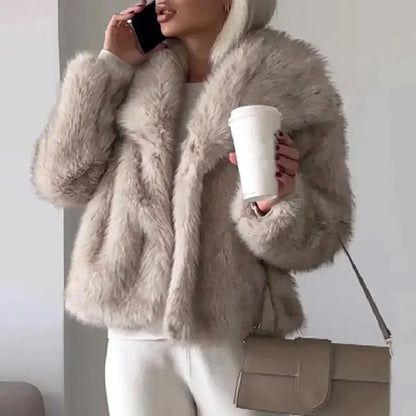 Veste Fausse Fourrure Élégante Hiver Féminine