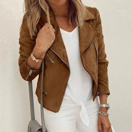 Veste Moto Féminine Cuir Similicuir Élégante - Foivo