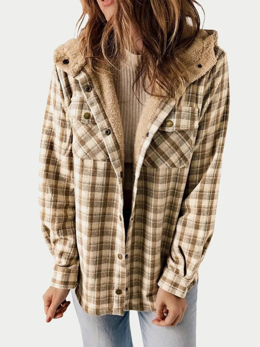 Veste Hivernale à Carreaux Douce et Chaude avec Capuchon - Foivo