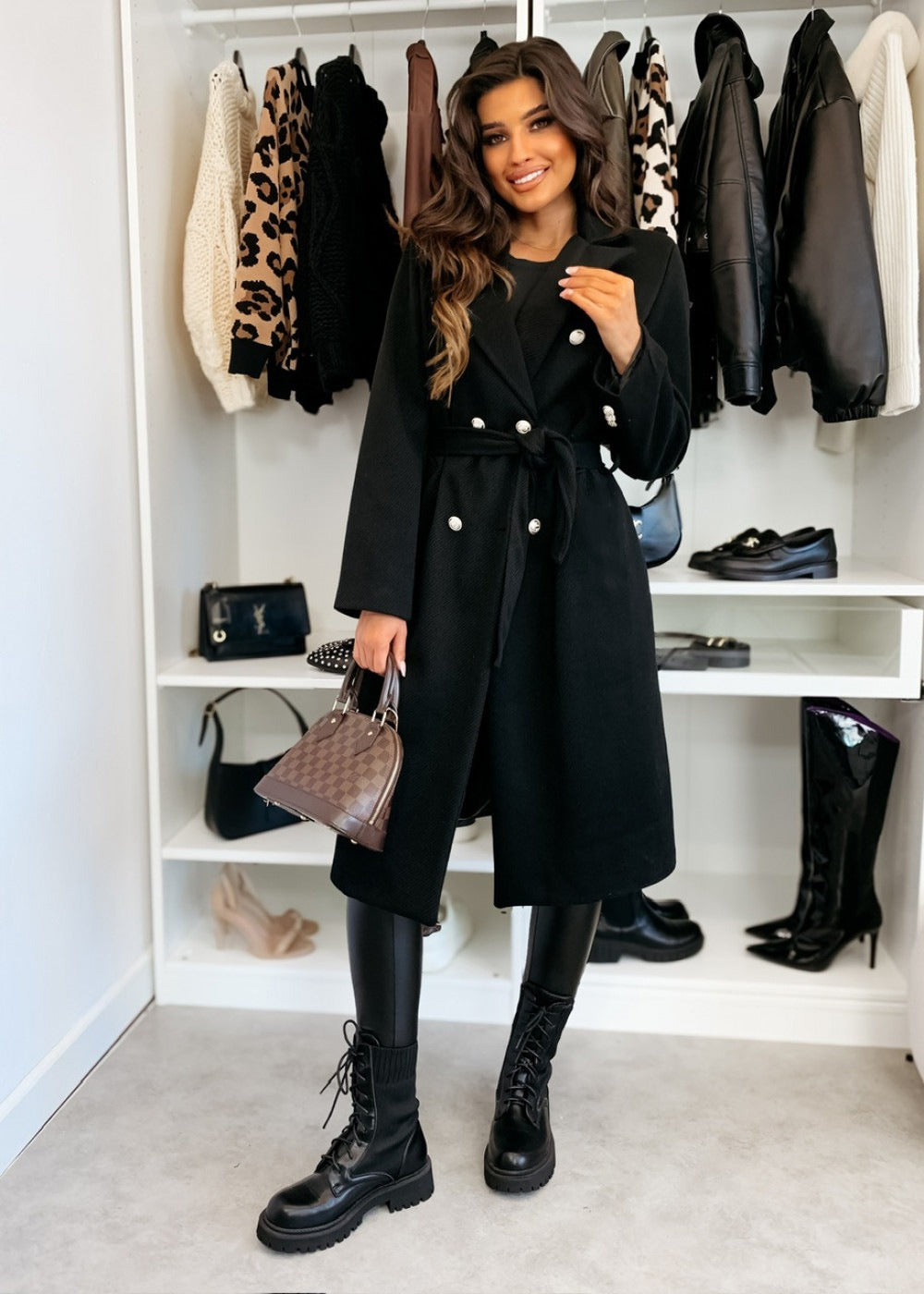 Manteau Femme Hiver Élégant Mi-Long à Ceinture - Foivo