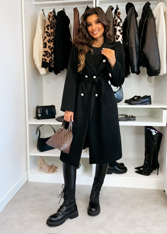 Manteau Femme Hiver Élégant Mi-Long à Ceinture - Foivo