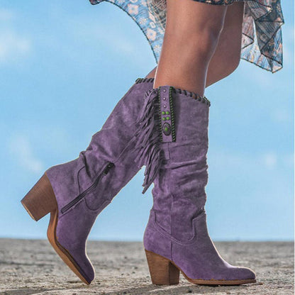Bottines Haut talon Fausse Suede Noires Élégantes