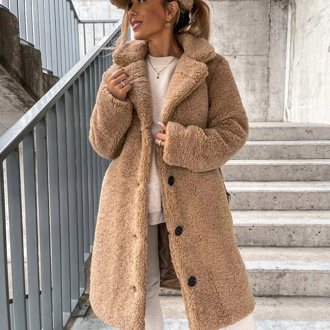 Manteau Hiver Douillet en Fausse Fourrure Élégant