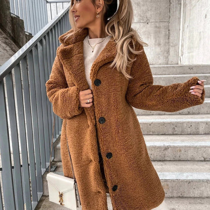 Manteau Hiver Douillet en Fausse Fourrure Élégant