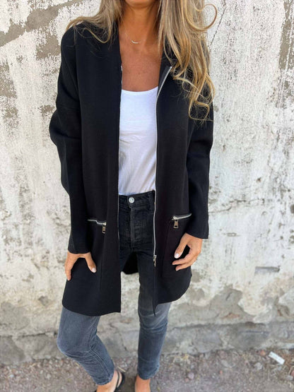 Veste Femme Grande Taille | Manteau Long Élégant avec Poches Fermées - Foivo
