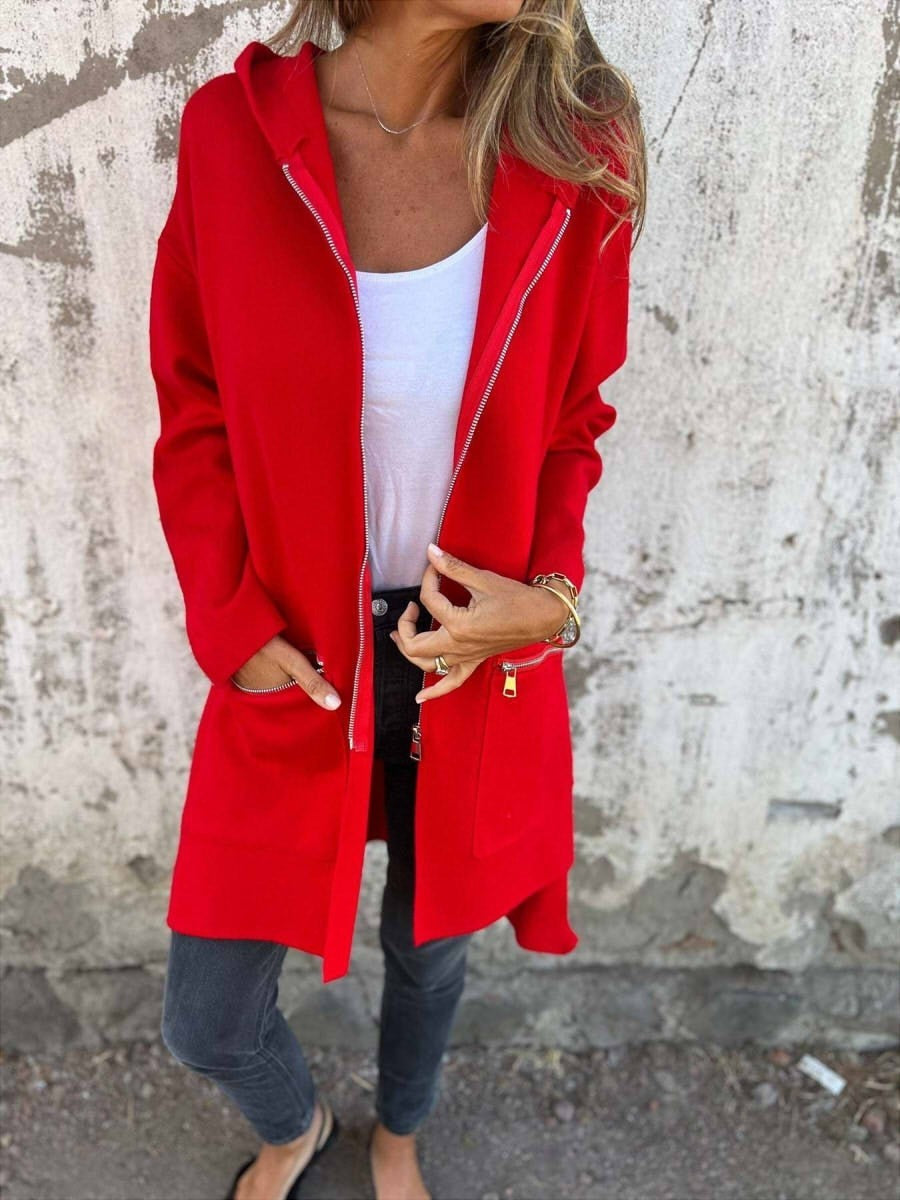Veste Femme Grande Taille | Manteau Long Élégant avec Poches Fermées