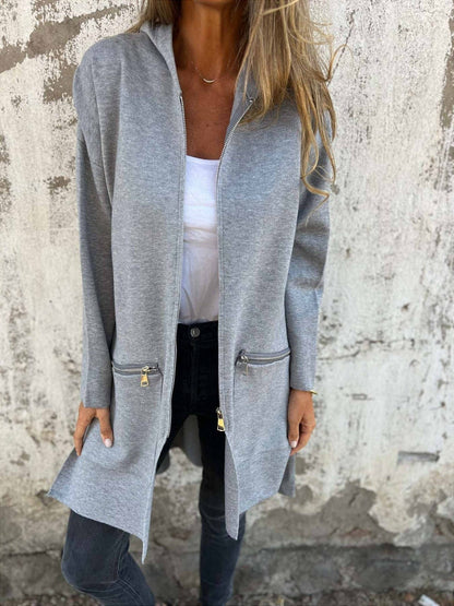 Veste Femme Grande Taille | Manteau Long Élégant avec Poches Fermées