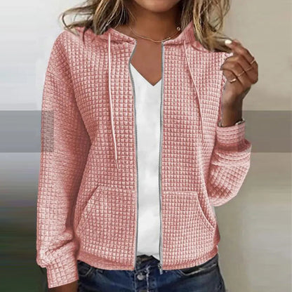 Veste Plaid Élégante Femelle | Taille Slim et Matière Douce