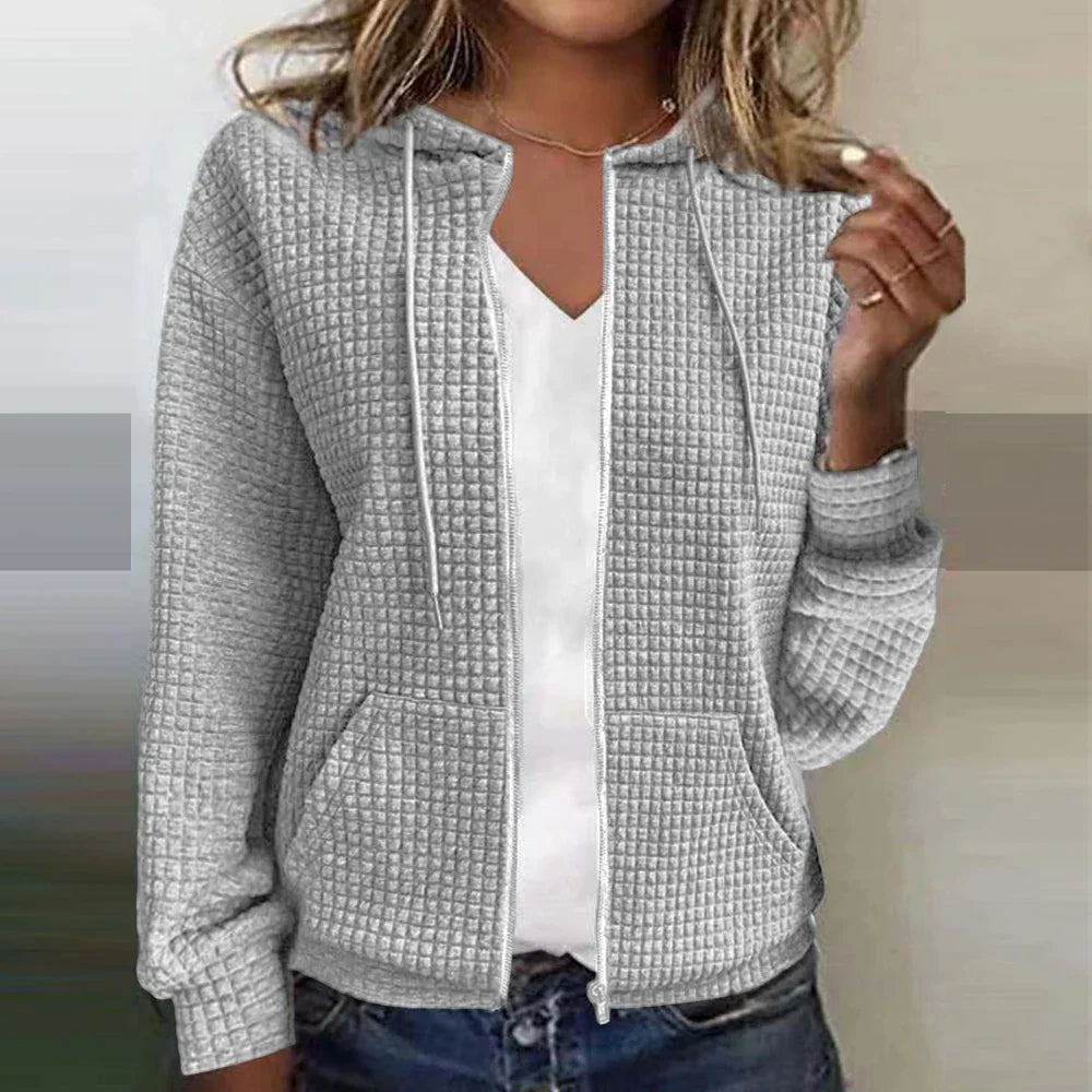 Veste Plaid Élégante Femelle | Taille Slim et Matière Douce