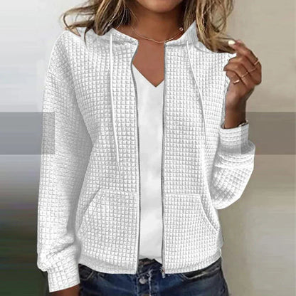 Veste Plaid Élégante Femelle | Taille Slim et Matière Douce