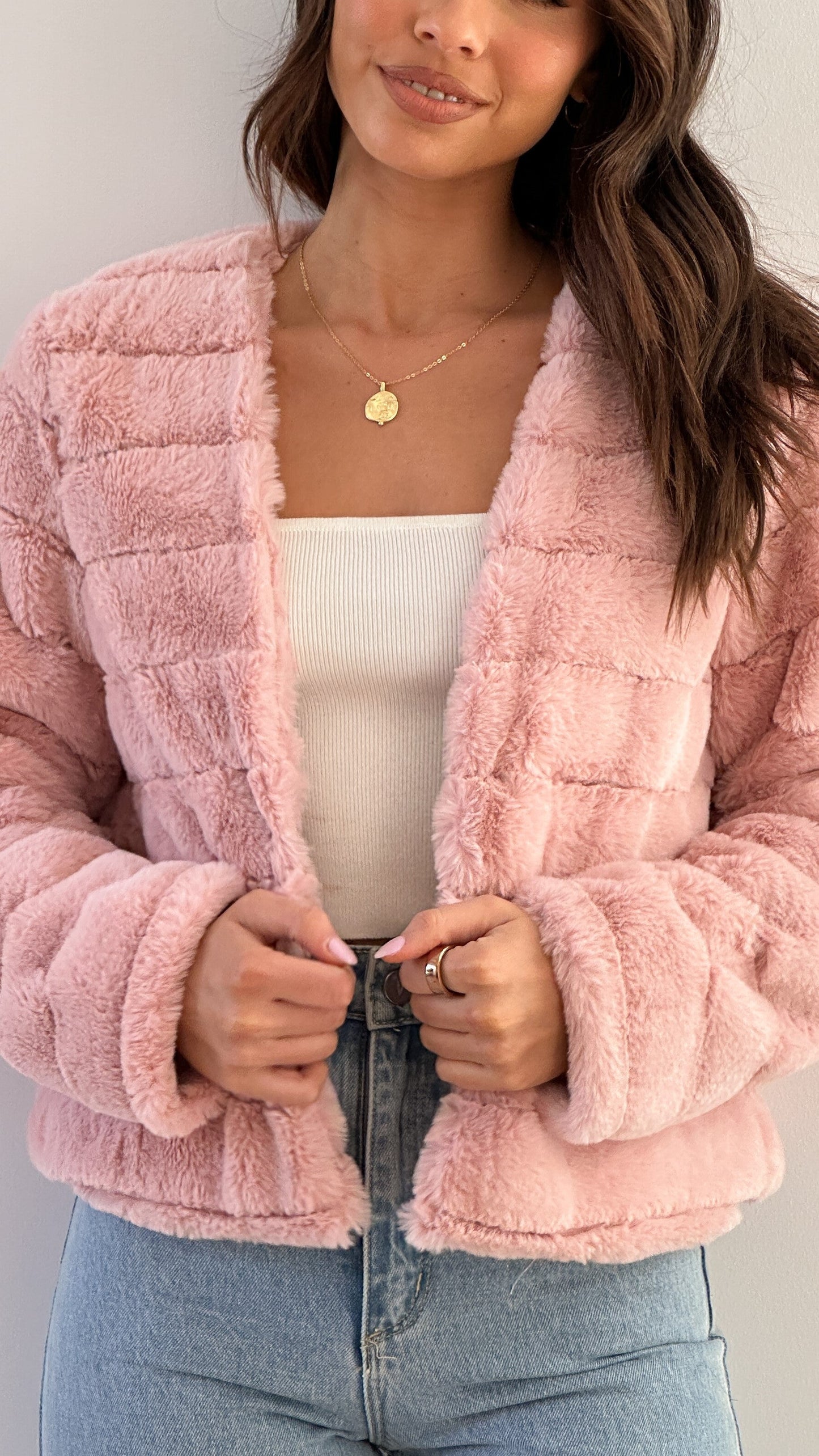 Veste Hiver Élégante Doublée Fourrure Synthétique