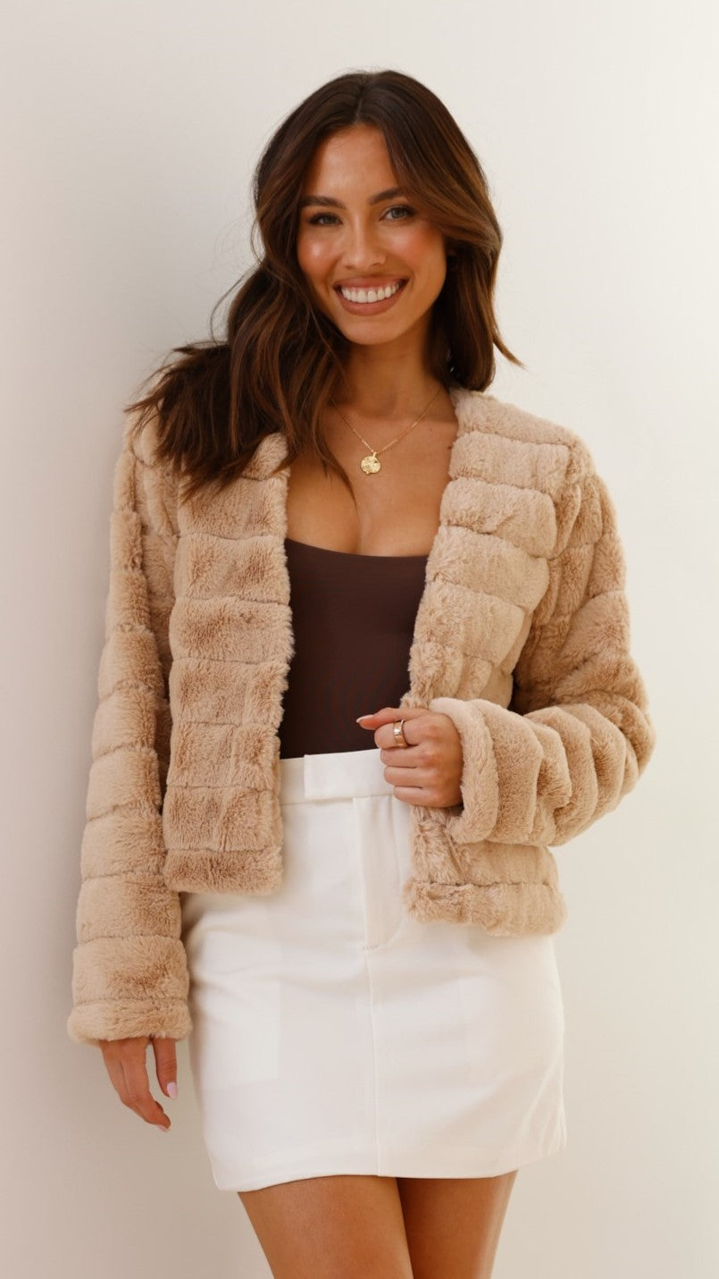 Veste Hiver Élégante Doublée Fourrure Synthétique