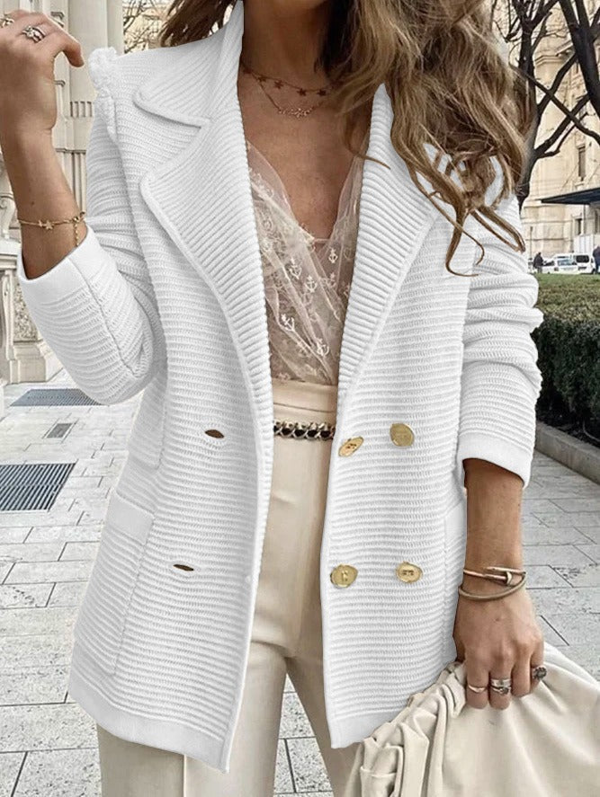 Veste Femme Chic à Fermeture Double | Coton Structuré et Col Tailleur